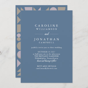 Invitation Mariage Lilac moderne et design géométrique bleu T