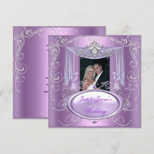Invitation Mariage Lilac Purple Rose Argent Orné Élégant