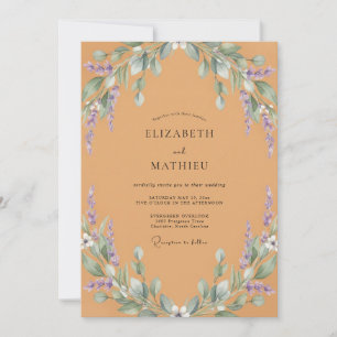 Invitation Mariage lilas chèvrefeuille ocre