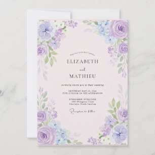 Invitation Mariage Lilas Lavande Hortensia Eucalyptus