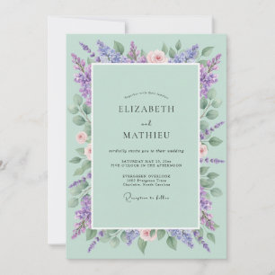 Invitation Mariage lilas Wisteria Menthe