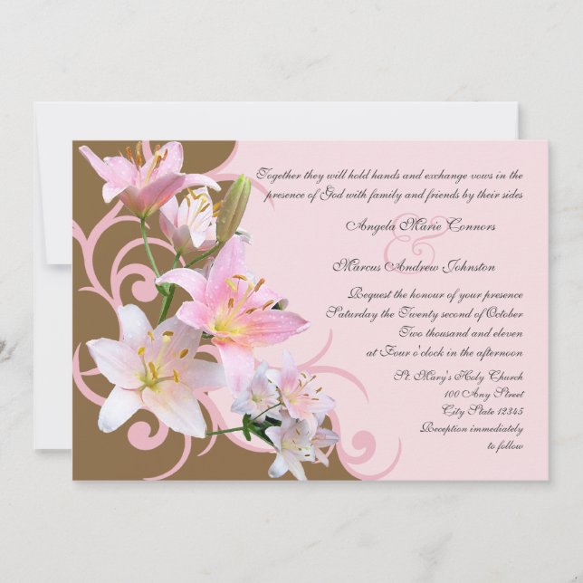 Invitation Mariage Lily rose et Brown (Devant)