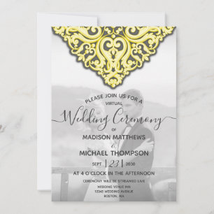 Invitation Mariage Live Mariage virtuel gris jaune