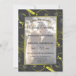 Invitation Mariage Live Mariage virtuel gris jaune