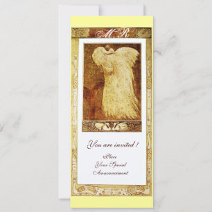 Invitation MARIAGE LOVE PEACOCK MONOGRAM, brun blanc jaune