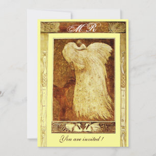 Invitation MARIAGE LOVE PEACOCK MONOGRAM, jaune brun