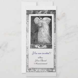 Invitation MARIAGE LOVE PEACOCK MONOGRAM, noir blanc