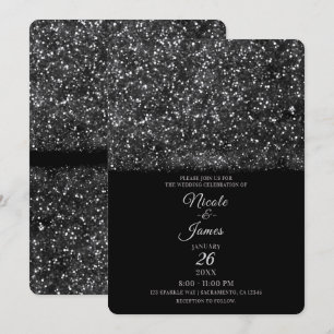 Invitation Mariage Lumières Étincelantes Paillettes Argentées