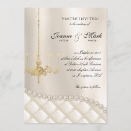 Invitation Mariage Luminaire Luminaire Perles d'ivoire Satin