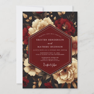 Invitation Mariage Lumineux Ivoire et Bourgogne
