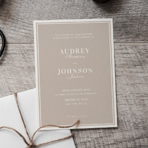 Invitation Mariage Luxe Classique Vintage Ivoire avec Bordure