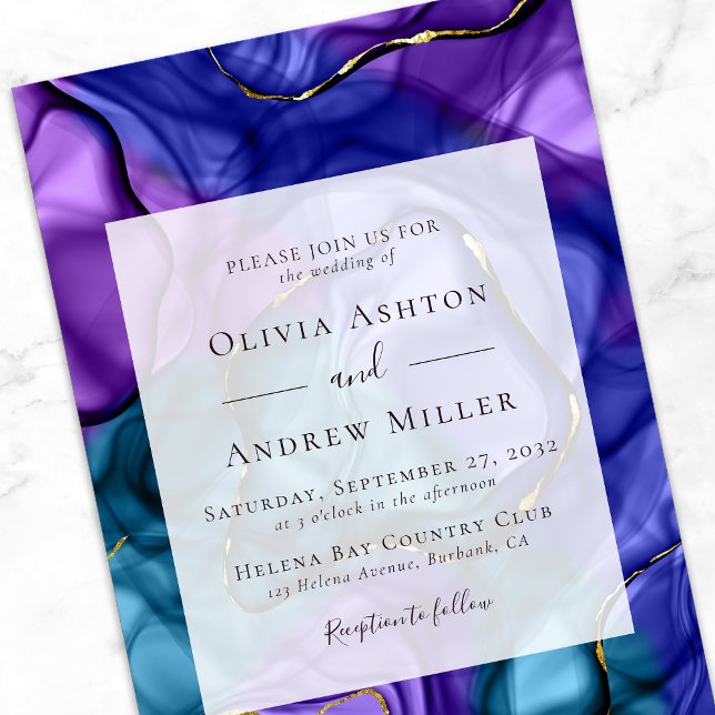 Invitation Mariage Luxe en marbre violet (Créateur téléchargé)