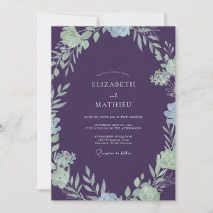 Invitation Mariage Luxueux aux Feuilles de Prunier et Menthe