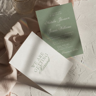 Invitation Mariage Luxueux Bohème Moderne Vert Sauge Élégant