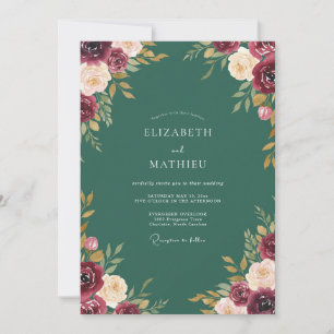 Invitation Mariage Luxueux d'Automne Vert Chasseur