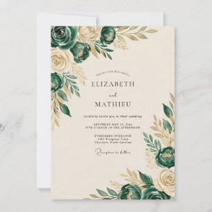 Invitation Mariage luxueux de forêt vert émeraude