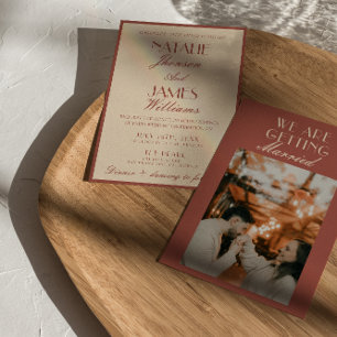 Invitation Mariage Luxueux de Vieux Argent Cuivre Auburn Élég