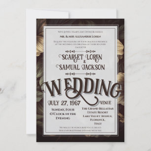 Invitation Mariage Luxueux Élégant Rétro Classique Sombre