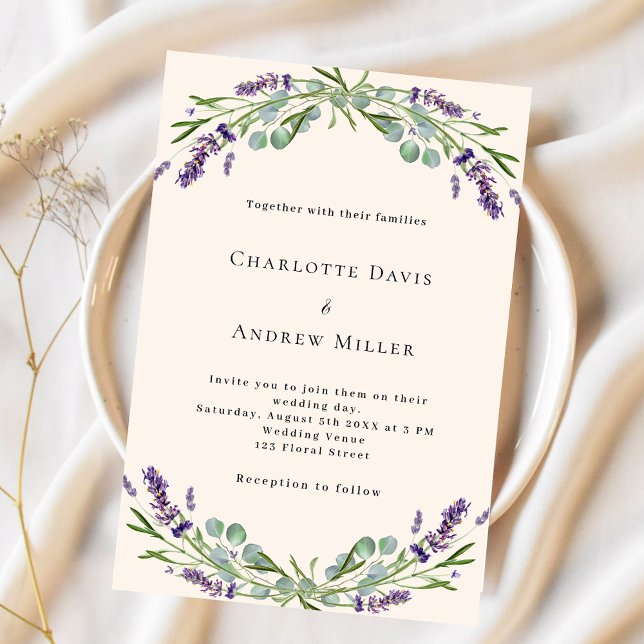 Invitation Mariage luxueux lavande beige violet  (Créateur téléchargé)