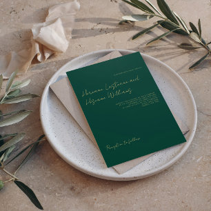 Invitation Mariage Luxueux Minimaliste Simple Vert Emeraude