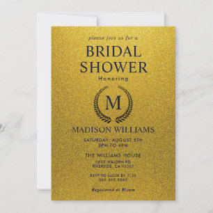 Invitation Mariage Luxueux Paillettes Brillantes Noir & Or