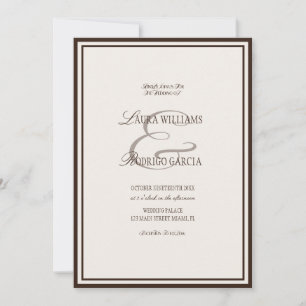 Invitation Mariage Luxueux Vieil Argent Brun Ivoire