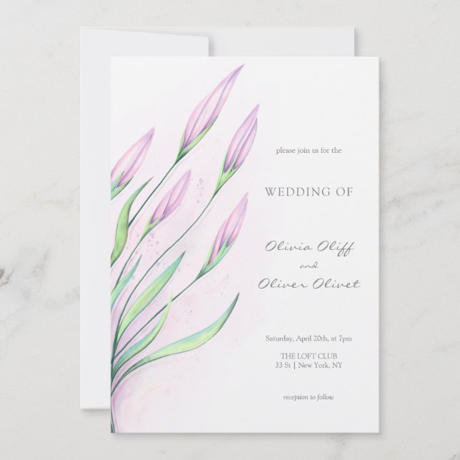 Invitation Mariage Lys mauve doux (Devant)
