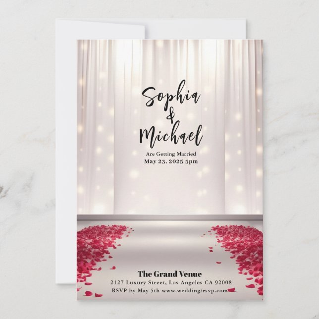 Invitation Mariage Magazine Couverture Rose Pétales (Devant)