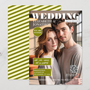 Invitation Mariage Magazine Olive Green & Cream Photo