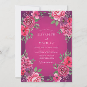 Invitation Mariage Magenta Fuchsia Pivoine