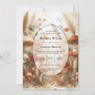 Invitation Mariage Magie de la Forêt Champignon en Terracotta