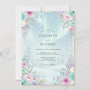 Invitation Mariage Magique de Bois hivernal Bleu Clair