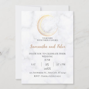 Invitation Mariage Magique en Marbre au Croissant d'Or