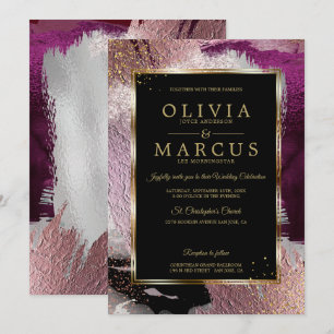 Invitation Mariage   Magnifique Gras Cassis Plum Abstrait