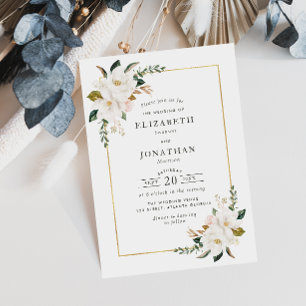 Invitation mariage magnolias blanc