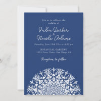 Mariage Mandala Abstrait Bleu de la Royal Navy