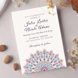 Invitation Mariage Mandala d'Herbe de Pampas au style plume d