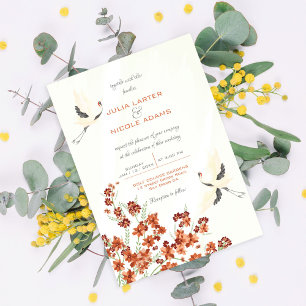 Invitation Mariage Mandala Fleurs de Lotus Oiseaux Cygne Chuc