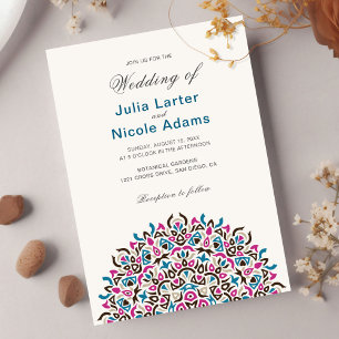 Invitation Mariage mandala géométrique en treillis marocain