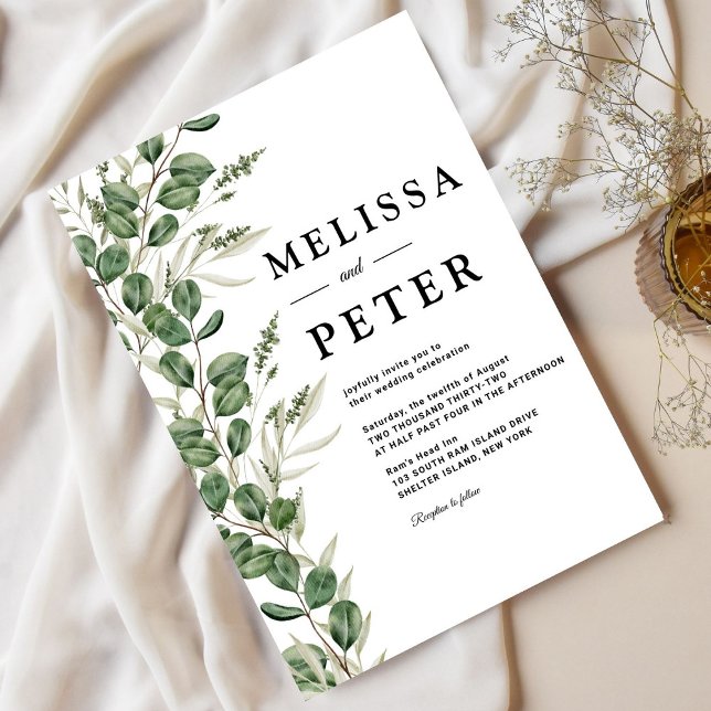 Invitation Mariage manuscrit Eucalyptus (Créateur téléchargé)