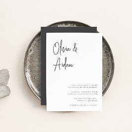 Invitation Mariage manuscrit moderne noir et blanc