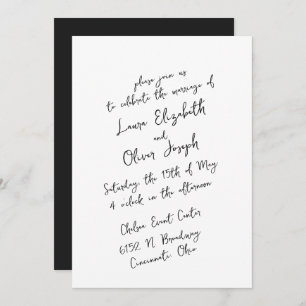 Invitation Mariage manuscrit noir et blanc simple