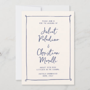 Invitation Mariage manuscrit simple Whimsical Doodame