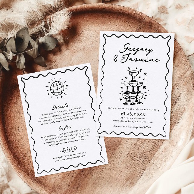 Invitation Mariage manuscrit Whimsical Quirky tiré à la main (Créateur téléchargé)
