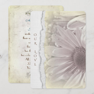 Invitation mariage marguerite en jaune doux avec bord de papi