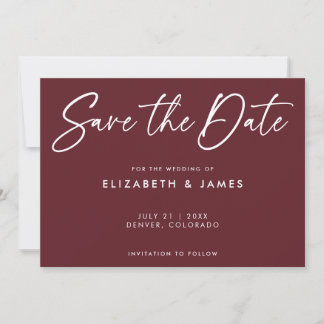 Invitation Mariage Maroon Moderne Enregistrer La Date Invitat
