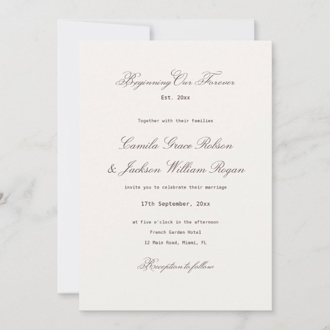 Invitation Mariage marron (Devant)