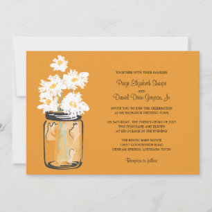Invitation Mariage Mason Jar et White Daisy