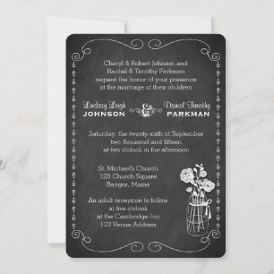 Invitation Mariage Mason Jar, Fleurs, Parchemins Tableau de