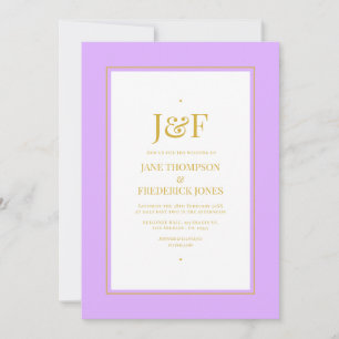 Invitation Mariage Mauve et Or Typographie Tendance